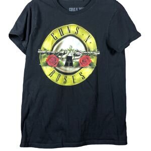 Guns N Roses Shirt Black Short Sleeve Crew Neck Graphic Band Tee 100% Cotton M